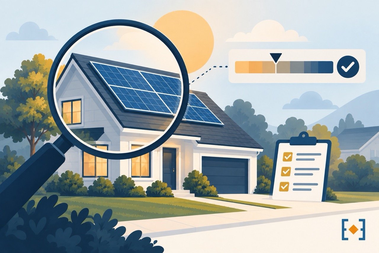 Illustration representing researching realistic solar cost and payback ranges for an Illinois home