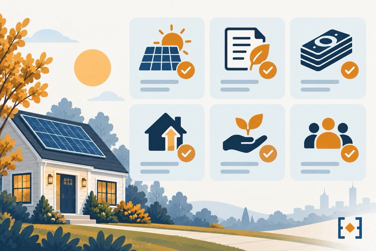 Icons representing Massachusetts solar incentive programs: state credits, production incentives, and tax exemptions.